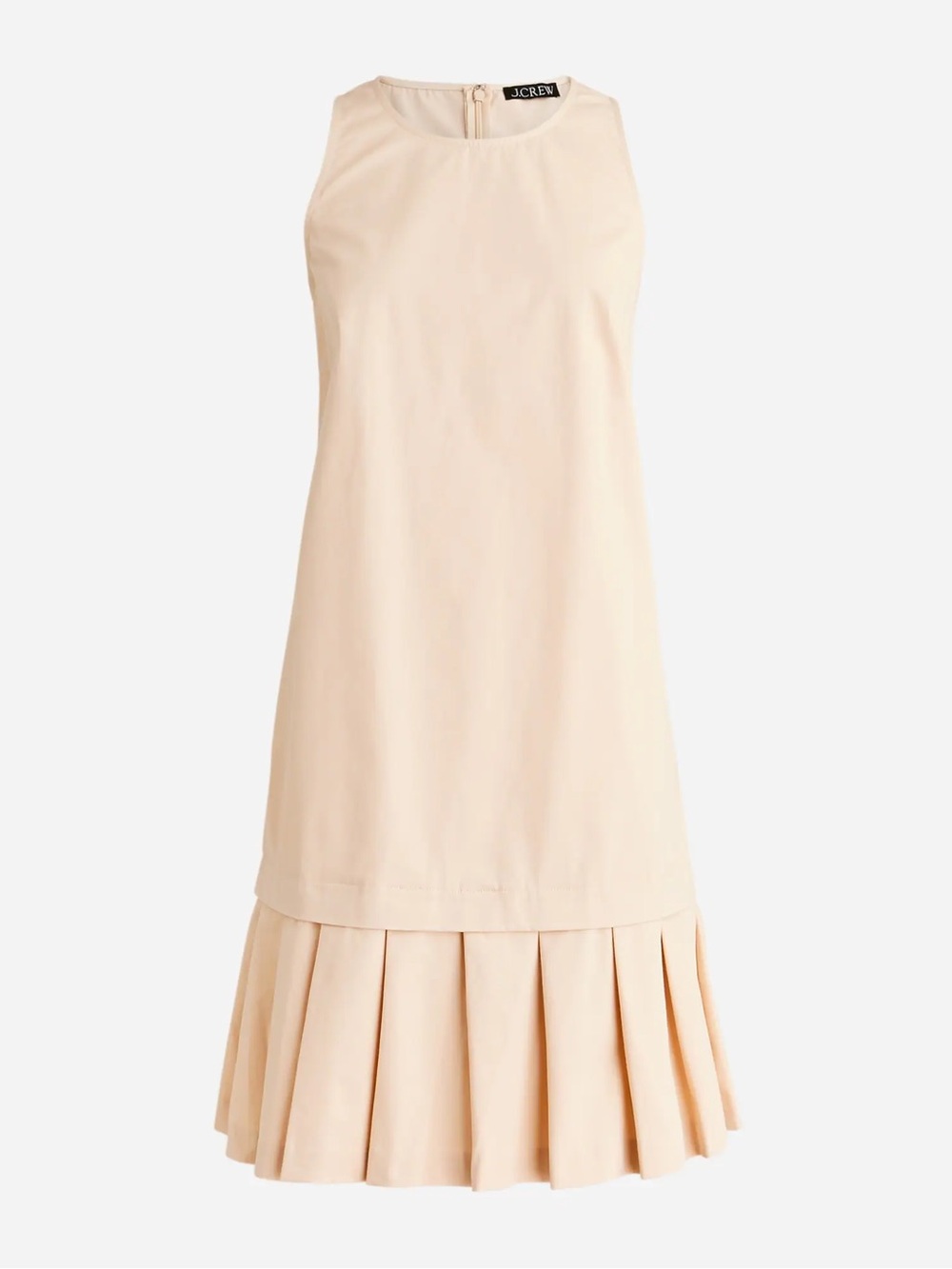 J. Crew Cream Sleeveless Shift Dress with Pleated Hem